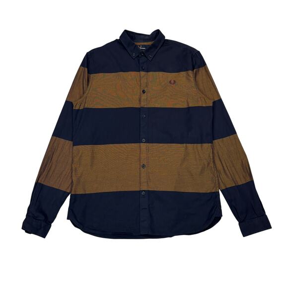 Fred Perry Bold Stripe Oxford Woven Button Down Shirt Men's Medium Quiet Luxury - Picture 1 of 12